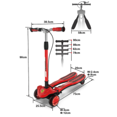 اسکوتر جمع شو Ferrari با چرخ های چراغ دار مدل قرمز, image 13
