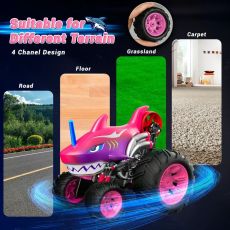 ماشین کنترلی 5 چرخ Shark Monster Truck طرح کوسه صورتی Crazon با مقیاس 1:14, image 4