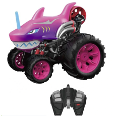 ماشین کنترلی 5 چرخ Shark Monster Truck طرح کوسه صورتی Crazon با مقیاس 1:14, image 5