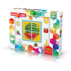 ست بازی مکعب جادویی 4 تایی میوه ای پلی مگنت, image 