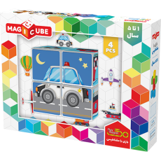 ست بازی مکعب جادویی 4 تایی وسایل نقلیه پلی مگنت, تنوع: 4006-PM-Magic Cube Vehicles, image 