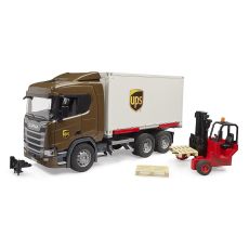 کامیون حمل بار UPS اسکانیا مدل Super 560R به همراه لیفتراک برودر Bruder, image 