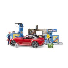 ست پمپ بنزین و کارواش bworld  و ماشین Roadster برودر Bruder, image 2