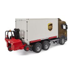 کامیون حمل بار UPS اسکانیا مدل Super 560R به همراه لیفتراک برودر Bruder, image 2