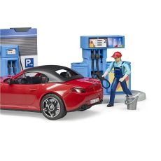 ست پمپ بنزین و کارواش bworld  و ماشین Roadster برودر Bruder, image 4