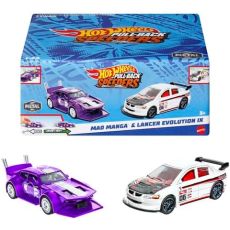 پک 2 تایی ماشین‌ های Hot Wheels سری Pull-Back Speeders مدل Mad Manga و Lancer Evolution IX, image 
