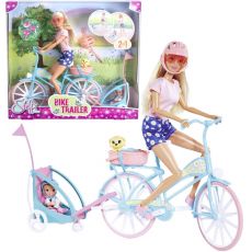 ست عروسک 29 سانتی Steffi Love مدل Bike Trailer به همراه کودک, image 