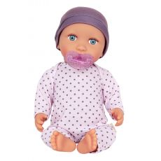 عروسک نوزاد 35 سانتی LullaBaby با لباس یاسی خال خالی, image 