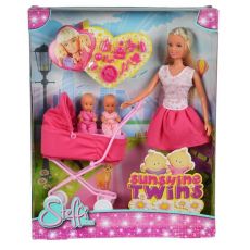 ست عروسک 29 سانتی Steffi Love مدل Sunshine Twins به همراه 2 کودک با لباس صورتی, تنوع: 105738060-Pink, image 