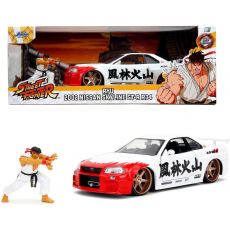 ماشین فلزی نیسان اسکای لاین 2002 مدل GT-R R34 و فیگور فلزی Ryu با مقیاس 1:24, تنوع: 253255071-Ryu, image 