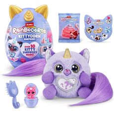 عروسک سورپرایزی رینبوکورنز RainBocoRns سری Kittycorn  با دم بنفش, تنوع: 92116-Purple, image 