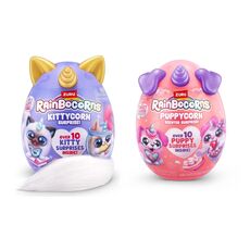 پک کمبو دوتایی عروسک های سورپرایزی رینبوکورنز RainBocoRns سری Kittycorn و Puppycorn مدل بنفش و طلایی, تنوع: 92123-Purple, image 