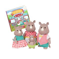 خانواده 4 نفری کرگدن های Li'l Woodzeez مدل Rumbles Rhino, image 