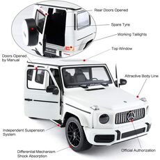 ماشین کنترلی مرسدس بنز G63 AMG سفید راستار با مقیاس 1:14, image 4