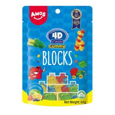 پاستیل 64 گرمی طرح بلاک ساختنی 4 بعدی Amos, image 