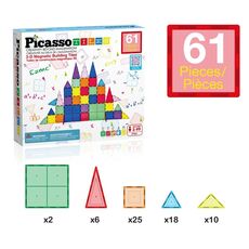 ست 61 عددی بلاک های ساختنی مغناطیسی سری کلاسیک Picasso Tiles, image 