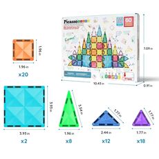 ست 60 عددی بلاک های ساختنی مغناطیسی سری مینی Picasso Tiles, image 