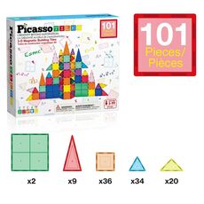 ست 101 عددی بلاک های ساختنی مغناطیسی سری کلاسیک Picasso Tiles, image 