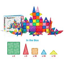 ست 101 عددی بلاک های ساختنی مغناطیسی سری مینی دایمند Picasso Tiles, image 