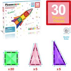 ست 30 عددی بلاک های ساختنی مغناطیسی سری مینی  Picasso Tiles, image 