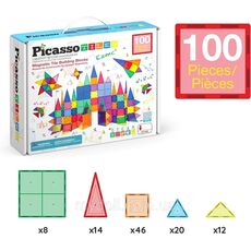 ست 100 عددی بلاک های ساختنی مغناطیسی سری کلاسیک Picasso Tiles, image 