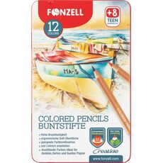 پک 12 عددی مداد رنگی خلاقانه با جعبه فلزی Fonzell مدل قایق, تنوع: 685054-Boat, image 