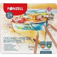پک 24 عددی مداد رنگی خلاقانه با جعبه فلزی Fonzell مدل قایق, تنوع: 685055-Boat, image 