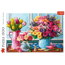 پازل 1500 تکه ترفل مدل گل های رنگی در گلدان, image 2