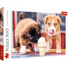 پازل 500 تکه ترفل مدل بستنی خوردن سگ های کوچولو, image 
