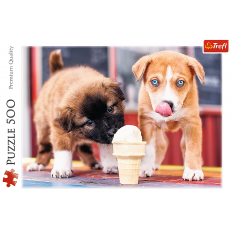 پازل 500 تکه ترفل مدل بستنی خوردن سگ های کوچولو, image 2