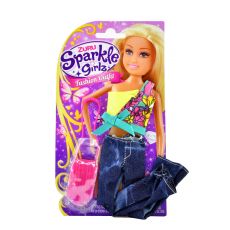 لباس عروسک 26 سانتی Sparkle Girlz (تاپ زرد و شلوار جین), image 