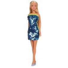 عروسک 29 سانتی Steffi Love با لباس پولکی  آبی, image 