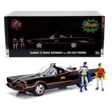 ماشین کلاسیک Batmobile و فیگورهای فلزی رابین و بتمن با مقیاس 1:18, image 