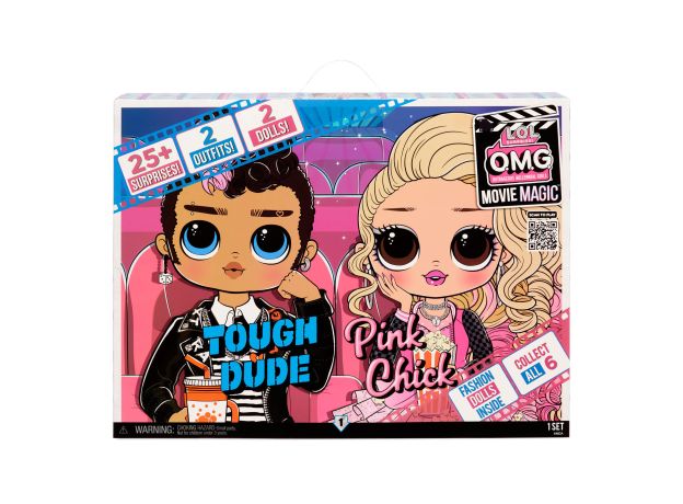 عروسک 2 تایی LOL Surprise سری OMG Movie Magic مدل Tough Dude و  Pink Chick, image 8