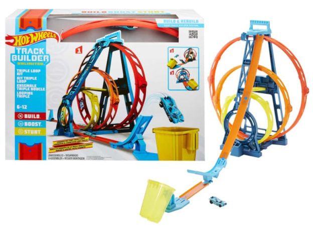 جعبه پیست ماشین های Hot Wheels سری Track Builder مدل Unlimited Triple Loop, image 