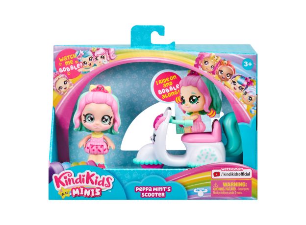 ست عروسکی Peppa Mints کوچولو همراه اسکوتر صورتی Kindi Kids, image 