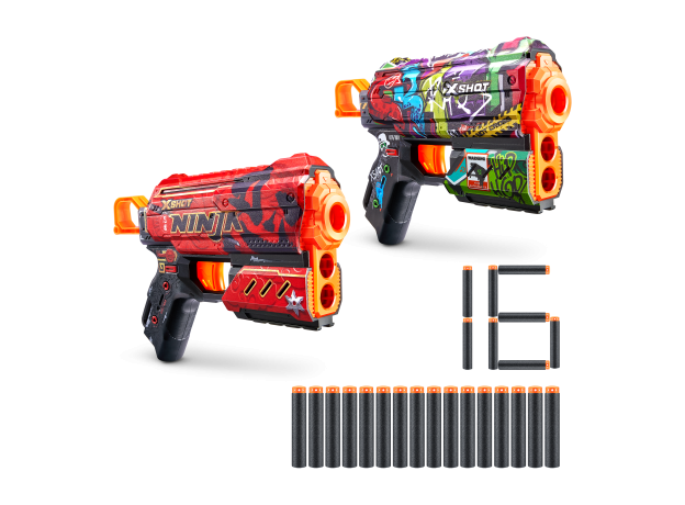 تفنگ دو قلو ایکس شات X-Shot سری Skins مدل Ninja و Graffiti, image 2