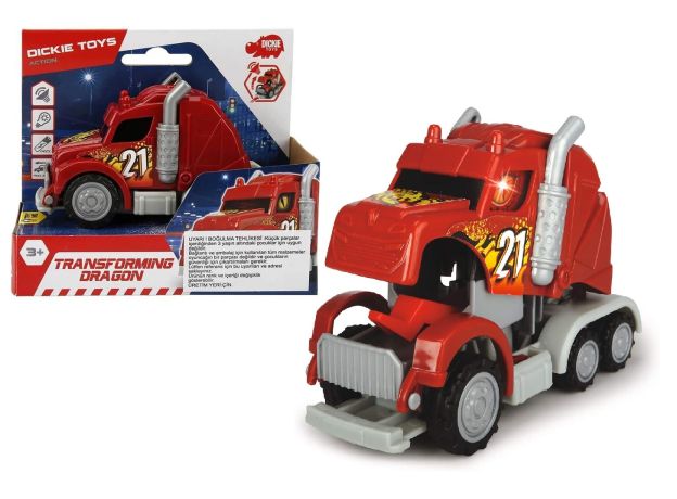کامیون تبدیل شونده 12 سانتی Dickie Toys مدل قرمز, تنوع: 203341033-Red Transforming Dragon, image 