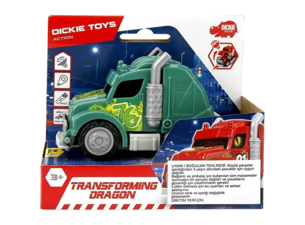 کامیون تبدیل شونده 12 سانتی Dickie Toys مدل سبز, تنوع: 203341033-Green Transforming Dragon, image 2