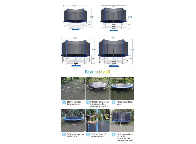 ترامپولین 300 سانتی همراه با محفظه و نردبان, image 2