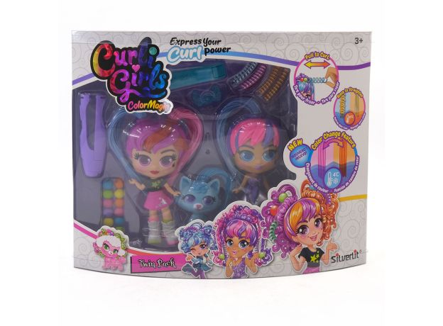 پک 3 تایی عروسک های دو قلو با موی جادویی Curli Girls مدل Color Magic, تنوع: 82079-twin Pack, image 