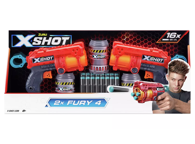 تفنگ دوقلو ایکس شات X-Shot مدل Fury 4 قرمز, image 
