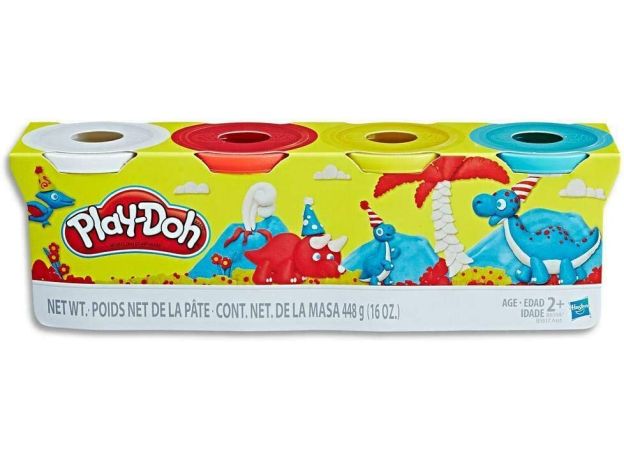 پک 4 تایی خمیربازی Play Doh (سفید-قرمز-زرد-آبی), تنوع: B5517EU4-4 Colors Dino, image 