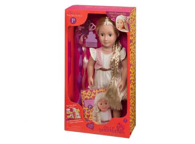 عروسک 46 سانتی OG گیسو (با رشدمو) مدل Phoebe با جلیقه بافتنی صورتی, image 2