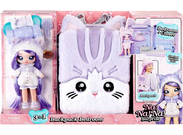 ست 3 در 1 نانانا سورپرایز Na! Na! Na! Surprise سری BackPack مدل Fuzzy Lavender Kitty, image 