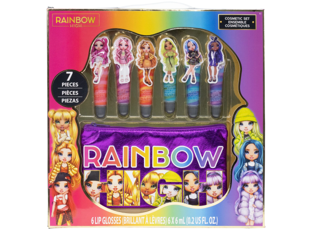 پک 6 تایی لیپ گلاس Rainbow High همراه با کیف, image 