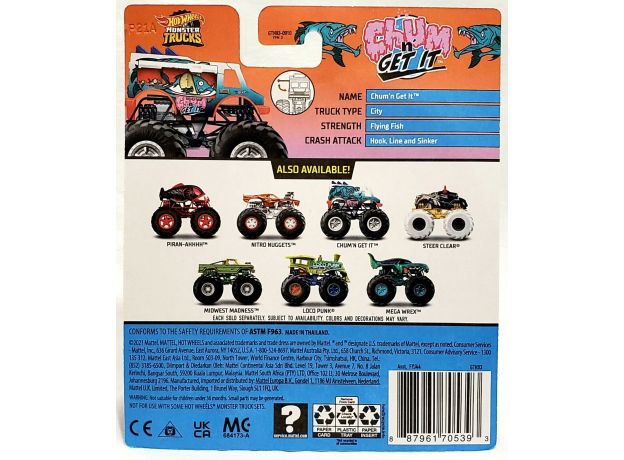 پک تکی ماشین Hot Wheels سری Monster Truck مدل Chum Get It, تنوع: FYJ44-Chum Get It, image 5