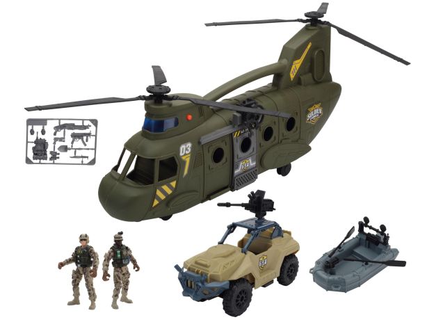 ست بازی هلیکوپتر شینوک ماشین و قایق جنگی سربازهای Soldier Force, image 2