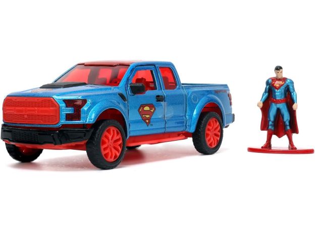 ماشین فلزی شورلت 2017 Ford F-150 Raptor و فیگور فلزی سوپرمن با مقیاس 1:32, image 2