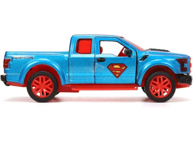 ماشین فلزی شورلت 2017 Ford F-150 Raptor و فیگور فلزی سوپرمن با مقیاس 1:32, image 4